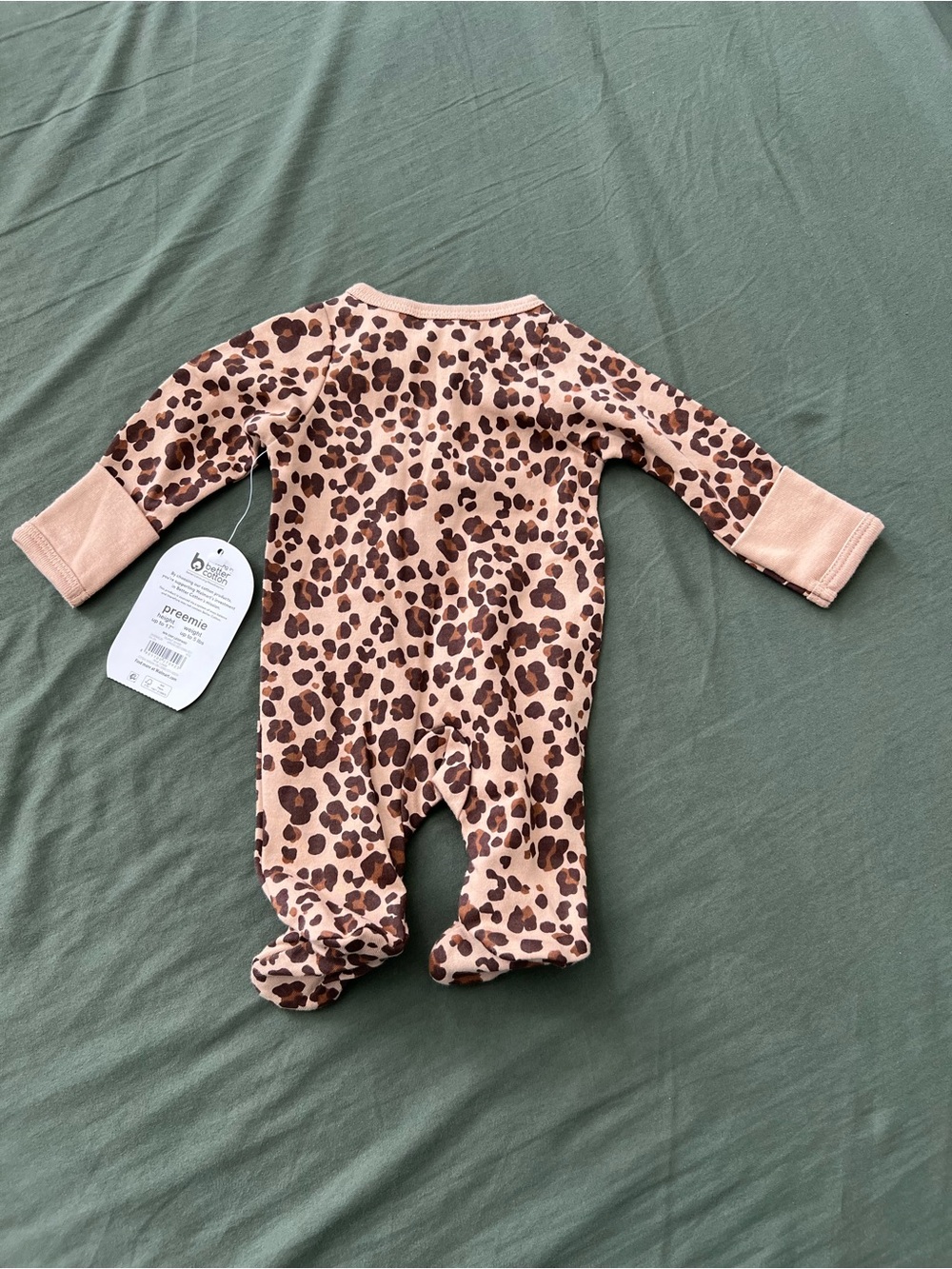 Leopard Print Baby One-Piece Footed Romper Size Preemie - Picture 3 of 4